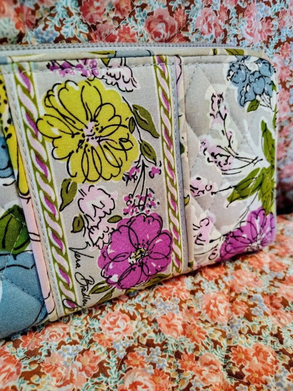 Vera Bradley Watercolor Zip Around Clutch Floral Wallet - Picture 3 of 14